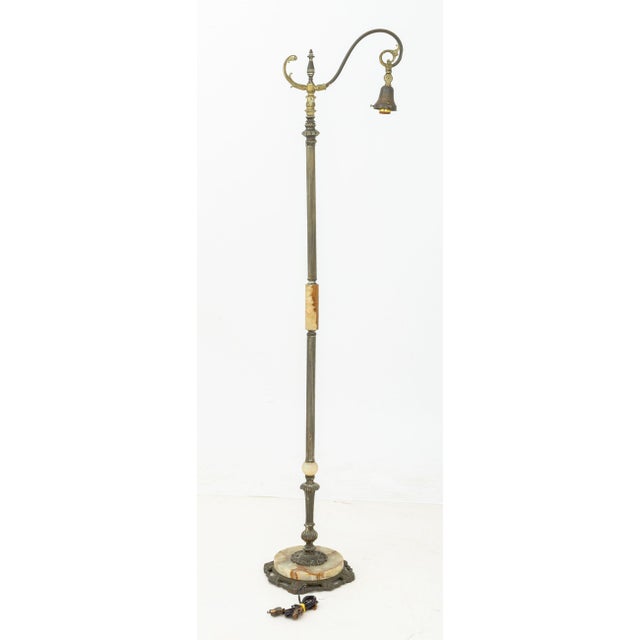 Metal Art Deco Brass and Onyx Floor Lamp For Sale - Image 7 of 7