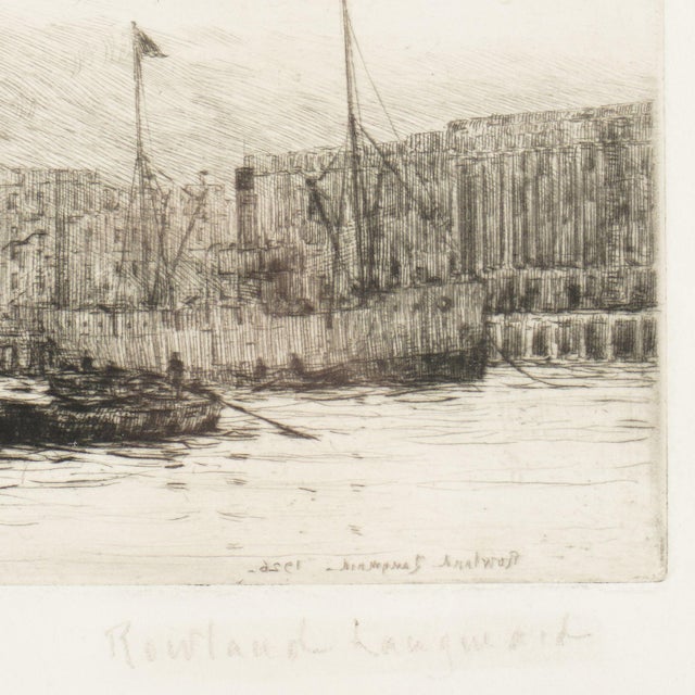 Engraving of London on the Thames River From the Docklands by Rowland Langmaid, 1926 For Sale In Chicago - Image 6 of 8