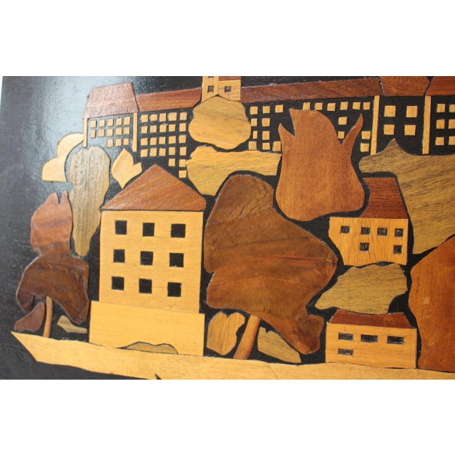 Mid-Century Wooden Illustration of Prague, 1950s For Sale - Image 12 of 14