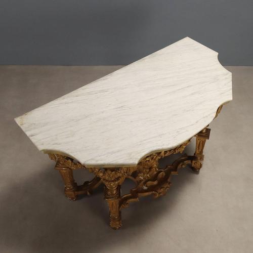 Carved and Gilded Wooden Console Table For Sale - Image 11 of 13