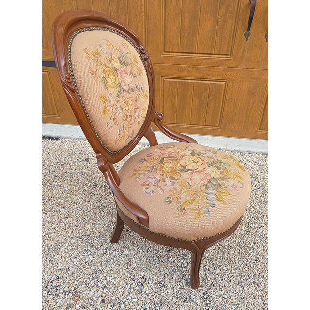Antique Victorian Needlework Parlor Chair For Sale - Image 13 of 18