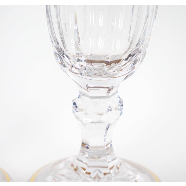 Gold Val Saint Lambert Set of 12 Gilt Gold-Decorated Tableware Flute Service For Sale - Image 8 of 14