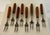 Vintage Japanese Mid-Century Stainless & Wood Cocktail Forks — Set of 9 For Sale - Image 9 of 11