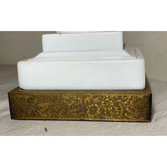 Antique Boston Sandwich Glass Cut to Clear Cranberry White Electrified Oil Lamp For Sale - Image 12 of 15