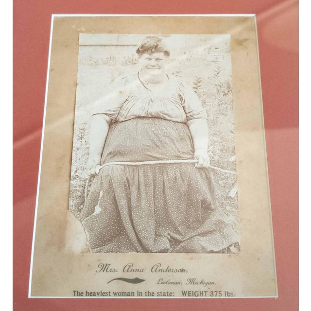 We are selling this great old joke or oddity cabinet card photo. This black and white photo features a large lady posed in...