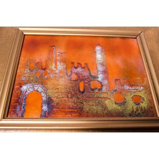 Mid-Century Israeli Enamel on Copper Cityscape For Sale In New York - Image 6 of 12