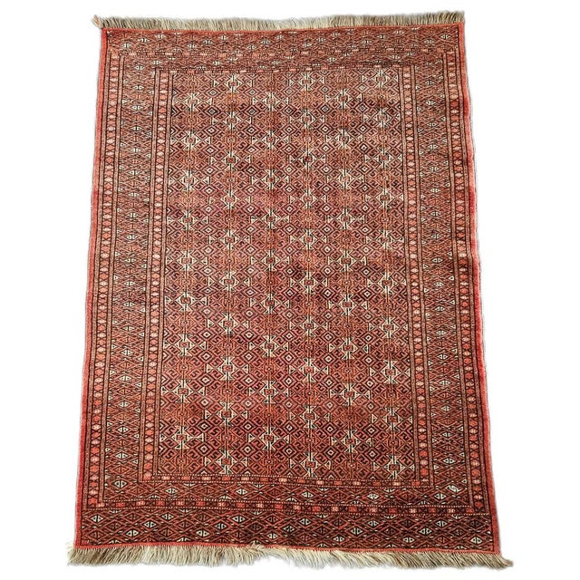 Vintage Hand-Knotted Turkmen Tekke Wool Rug, 1960s For Sale - Image 6 of 7