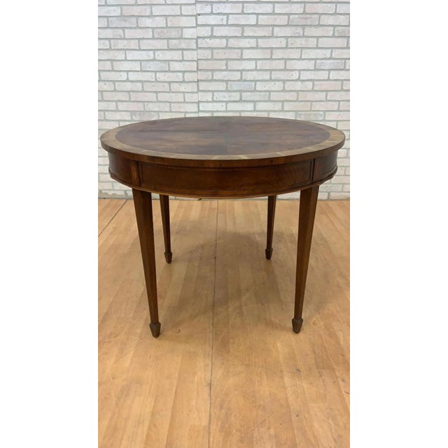 Vintage Inlay Flame Mahogany Table With Folding Demi Lune Console For Sale - Image 4 of 10