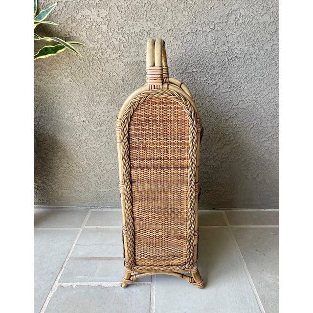 Cabin Mid 20th-Century Stylishly Functional Bamboo & Rattan 3-Tier Catchall "Basket" Media Storage Stand For Sale - Image 3 of 12