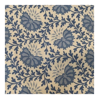 Sister Parish Blue Vreeland Cotton Linen Fabric- 6 Yards For Sale