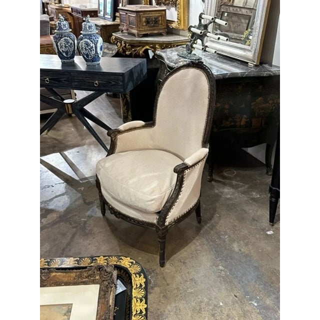Traditional French Louis XVI Oak Bergere For Sale - Image 3 of 6