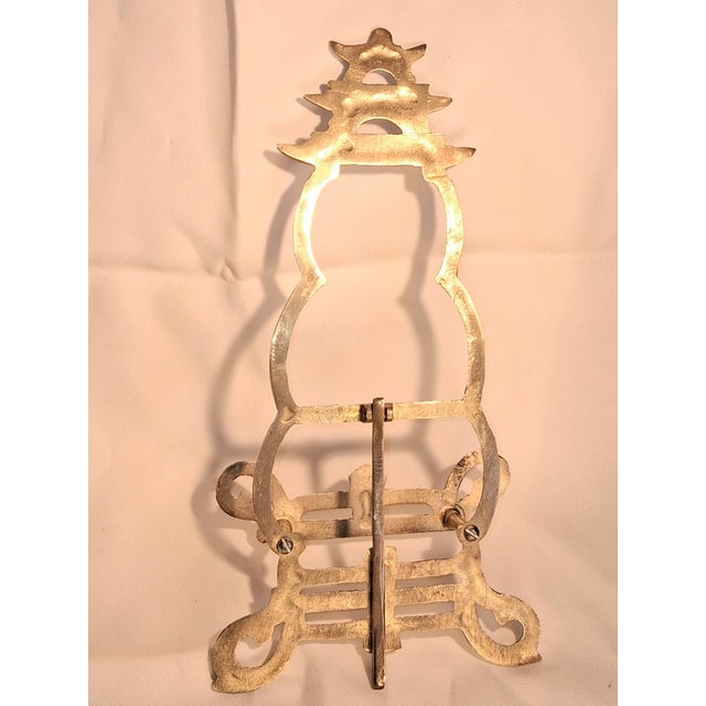 Vintage Handmade Brass Tabletop Easel With Pagoda. Mid-Century, Chinoiserie. For Sale - Image 9 of 10