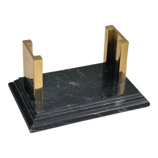 1980s Marble and Brass Business Card Holder For Sale