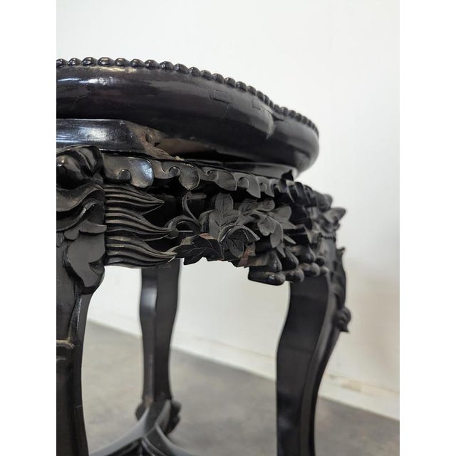 Metal Side Table in Ironwood with Marble Top For Sale - Image 7 of 8