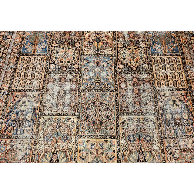 19th Century Persian Khorassan Rug, Hand-Knotted Wool, Allover Floral Panel Design, Green & Blue, 10x13 For Sale - Image 16 of 18