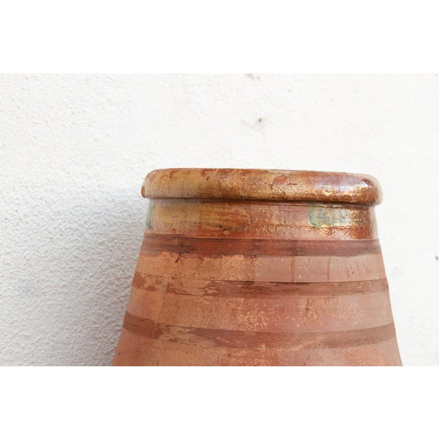 Large Mediterranean Terracotta Glazed Rim Floor Vase For Sale - Image 9 of 11