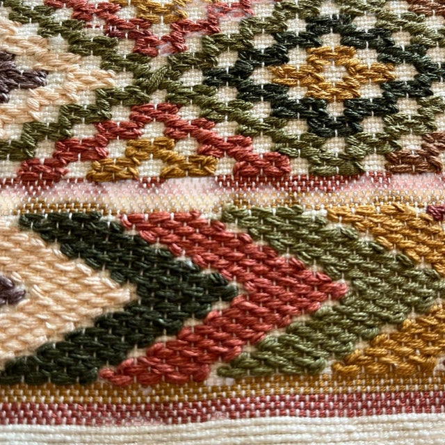 Vintage Bohemian Woven Table Runner Earth Tones Fringed Southwestern Western For Sale - Image 4 of 9