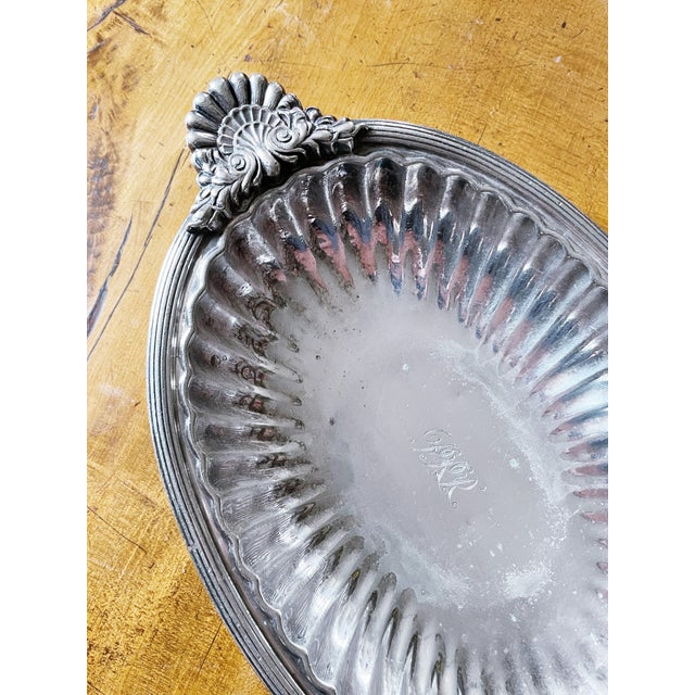 1910s Antique Silver Plated Pennsylvania Railroad Pedestal Serving Dish For Sale - Image 5 of 7