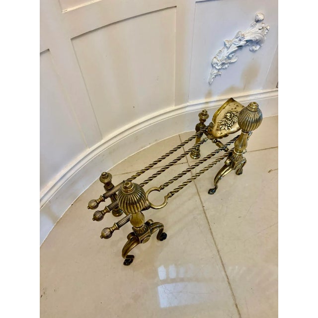 Antique Victorian Brass Fire Irons and Dog, 1860 For Sale - Image 10 of 13