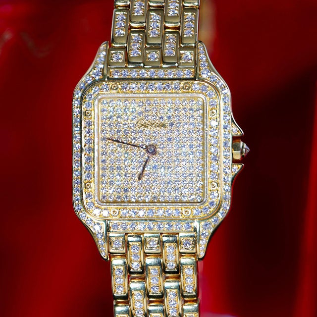 Cartier Panthere Jumbo in 18k Gold Factory Diamond Pave Dial & Bracelet Watch For Sale - Image 16 of 16