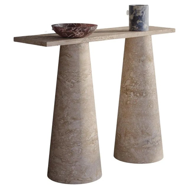 Travertino Inside Out Console Table by Karen Chekerdjian For Sale - Image 6 of 6