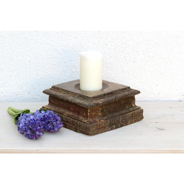 Indian Weathered Indian Teak Architectural Plinth For Sale - Image 3 of 10