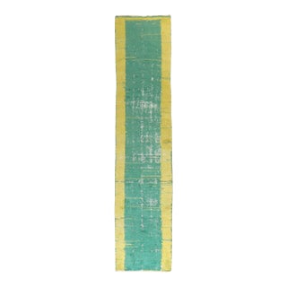 Vintage Zabihi Collection Bright Green Yellow Worn Turkish Runner - 2'3" x 10'8" For Sale