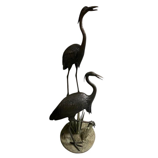 Bronze Bronze Heron Tiered Fountain Sculpture For Sale - Image 8 of 12