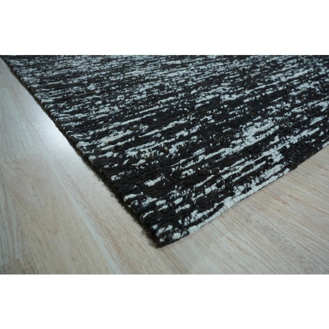 5x8 Fiona Rustic Black Flatweave Geometric Modern Wool Carpet Rug For Sale - Image 4 of 9