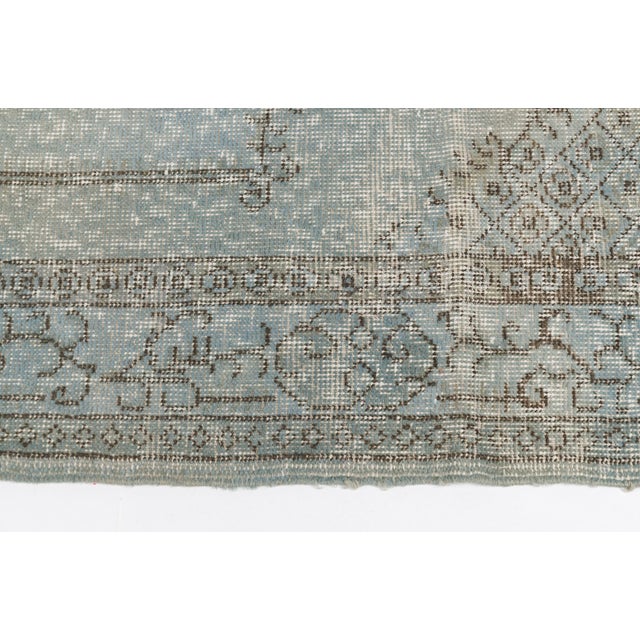 Turkish Vintage Aqua Colour Oushak Rug For Sale - Image 3 of 10