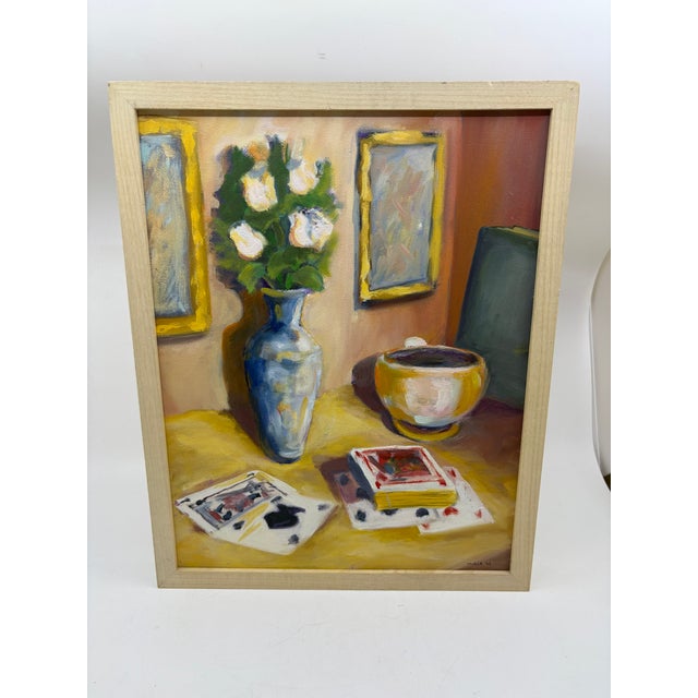 Vintage Still Life Original Painting Framed Signed Miele 93’ For Sale In New York - Image 6 of 9