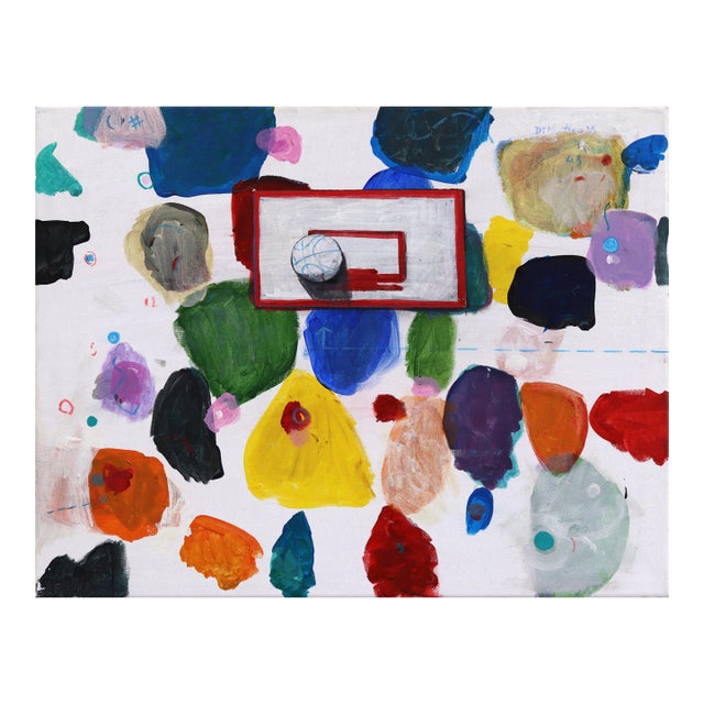 Nba 26 - Original Colorful Basketball Pop Art Oil Painting on Canvas For Sale
