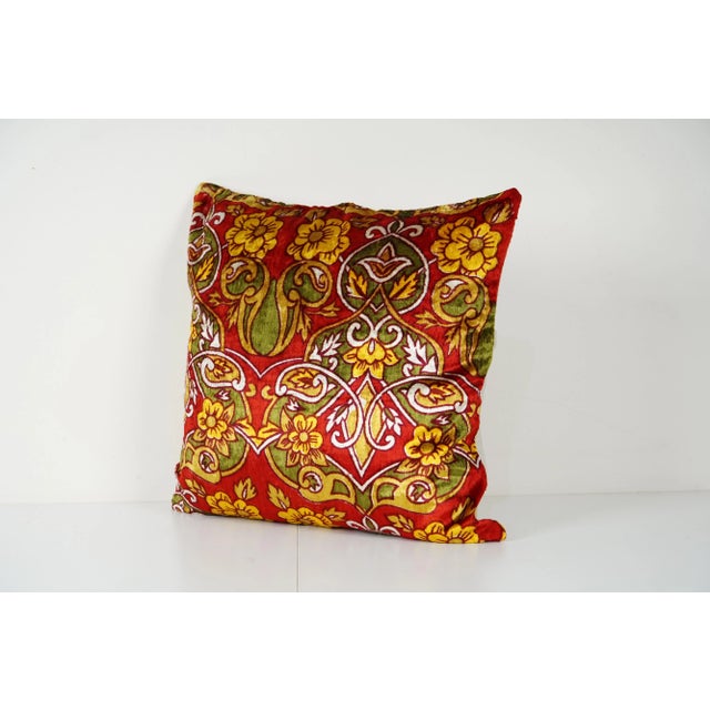 Mid-Century Modern Yellow Velvet Bohemian Cushion Cover 20'' X 20'' For Sale - Image 3 of 4
