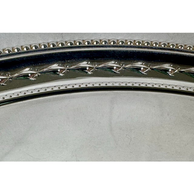 Vintage Mappin & Webb Round Silver Plate Serving Tray With Beaded Edge and Falcon Talon Feet From England For Sale In Dallas - Image 6 of 11