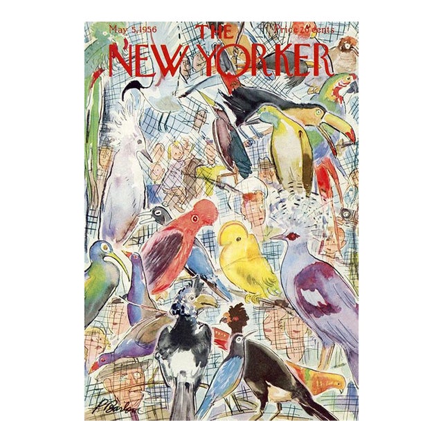 1956 Vintage New Yorker Magazine Cover by Perry Barlow, May 5, Tropical Birds For Sale