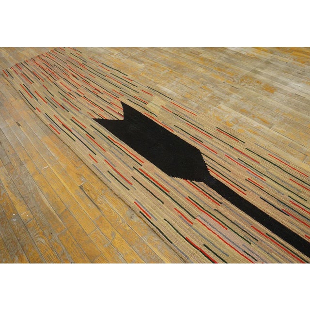 1920s Multi Geometric Folk Art Antique American Hooked Rug 2'8" X 20' Woven Wool Carpet Runner For Sale In New York - Image 6 of 9