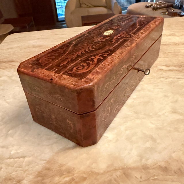 French Antique Napoleon III Style Glove Box or Jewelry Box Marquetry For Sale - Image 12 of 18