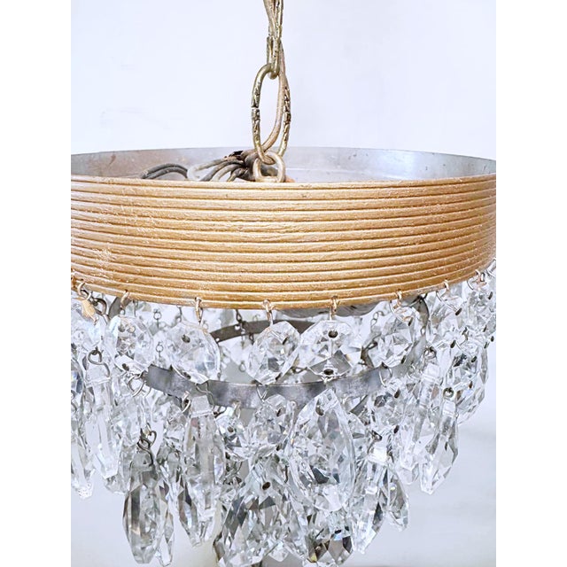 Brass Vintage Brass Crystal Waterfall Chandelier With Cascading Faceted Drops For Sale - Image 8 of 11