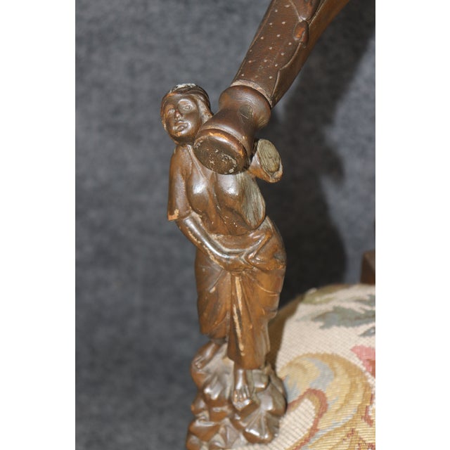 Early 20th Century Antique Italian Carved Figural Chair Settee For Sale In Philadelphia - Image 6 of 9