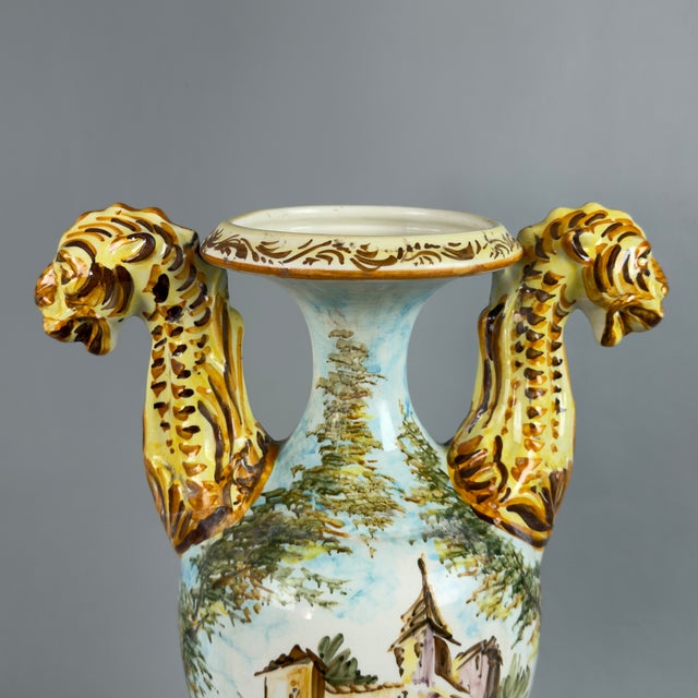 Large Vintage Albisola Vase with Majolica Feline Handles, 1960s For Sale - Image 7 of 11