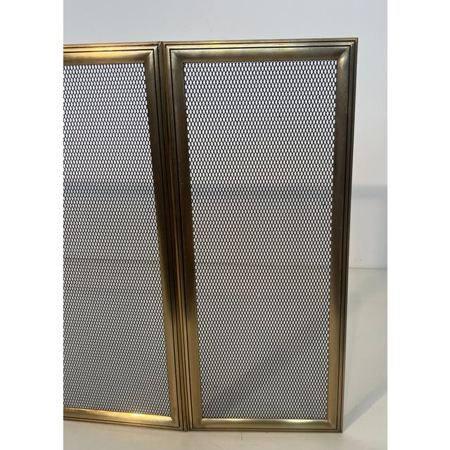 Brass Neoclassical Style Brass Fireplace Screen and 3 Grate Panels For Sale - Image 8 of 12