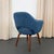 Eero Saarinen for Knoll Wood Executive Armchair in Blue Bouclé For Sale In New York - Image 6 of 7