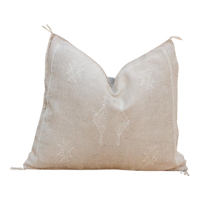 Linen Cross Diamond Cactus Silk Moroccan Pillow For Sale