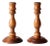 Vintage Turned Wood Candlestick Holders Pair For Sale