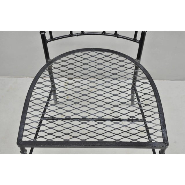 Vintage Salterini Hollywood Regency Wrought Iron Faux Bamboo Dining Chair, Set 8 For Sale - Image 14 of 18