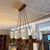 Wood Mid 20th Century Danish Modern Teak & Brass 6-Light Chandelier With Textured Glass Shades For Sale - Image 7 of 12