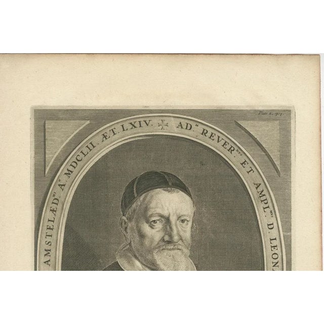 This distinguished 17th-century portrait depicts the dutch theologian and scholar leonardus marius (1587–1651), engraved...