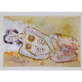 Sergio Barletta, Female Nude, Tempera and Watercolor on Paper, 1989 For Sale