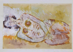 Sergio Barletta, Female Nude, Tempera and Watercolor on Paper, 1989