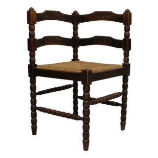 Antique Oak Corner Bobbin Chair For Sale